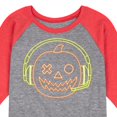thumbnail image 3 of Instant Message - Neon Pumpkin with Headphones - Toddler & Youth Raglan Graphic T-Shirt, 3 of 7