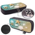 thumbnail image 4 of Lsque Starfish And Seashell Printed Big Capacity PU Leather Pencil Case Large Pencil Pouch Stationery Pen Bag Pencil Holder for Teen, 4 of 6