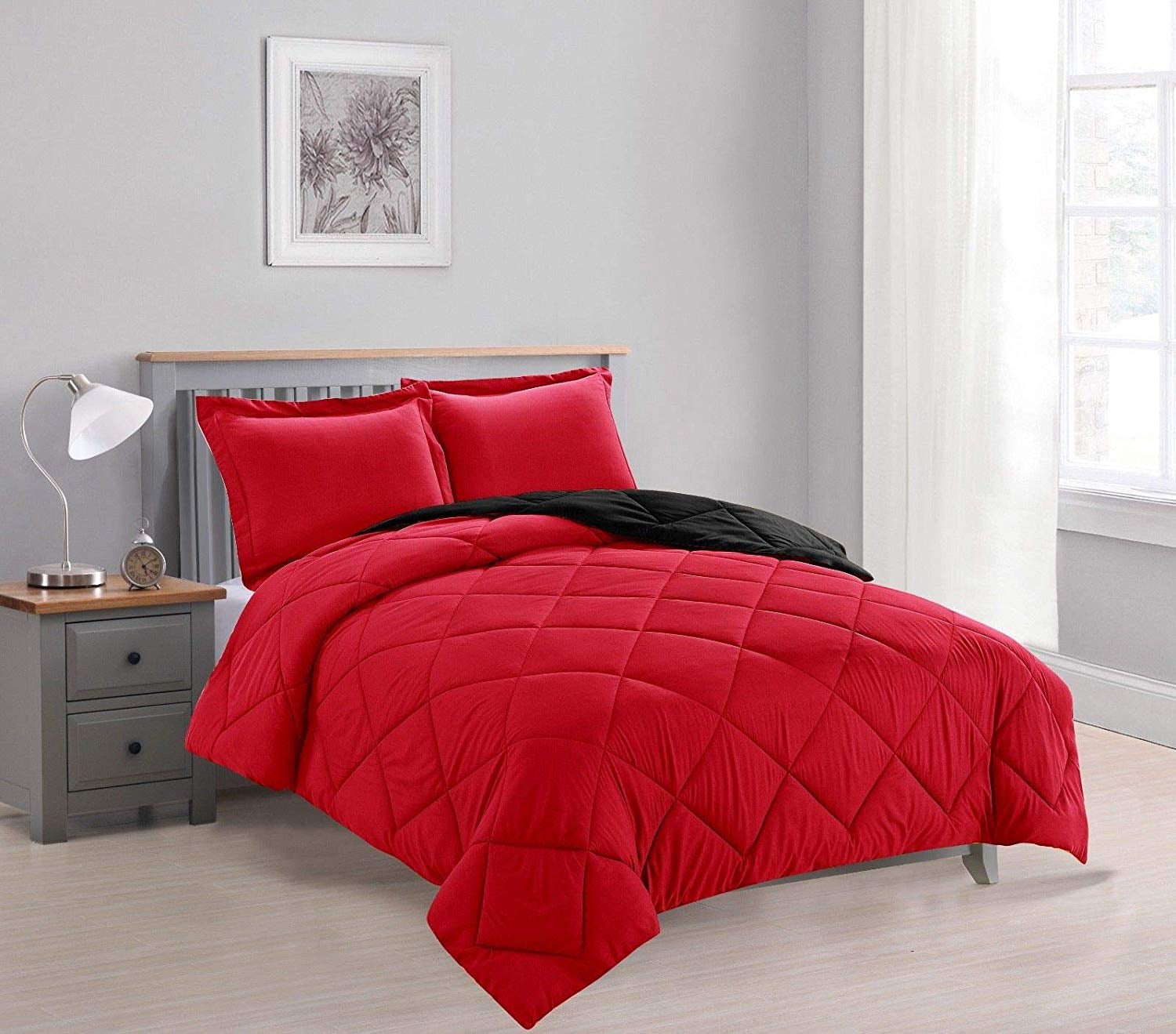 Black/Orange With Sheet Empire Home Essentials Down Reversible 7Pc comforter 
