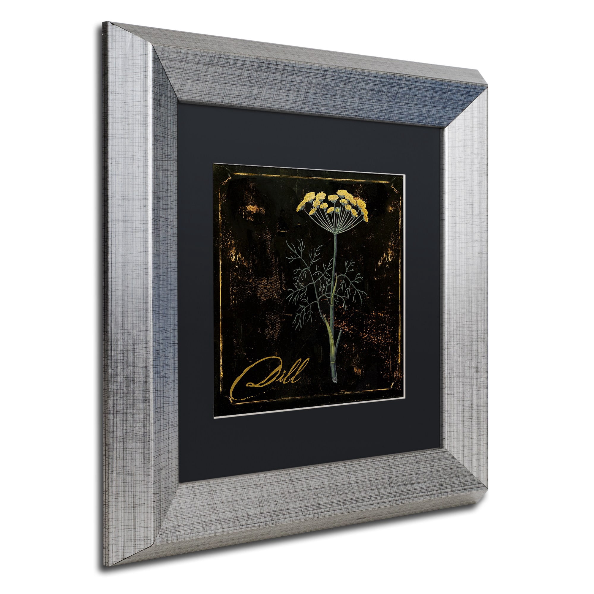 Trademark Fine Art "Black Gold Herbs I" Canvas Art by Color Bakery Black Matte, Silver Frame