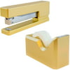 JAM Paper Office & Desk Sets, 1 Stapler & 1 Tape Dispenser, Gold, 2/pack