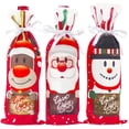 thumbnail image 1 of Bolsas para botellas de vino de Navidad Ormromra 6 piezas fundas reutilizables de tela 3 estilos Papá Noel muñeco de nieve alce, 1 of 5