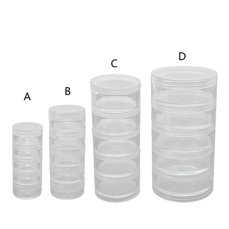✪ 5 Layer Stackable Bead Containers Small Item Plastic Round Clear Storage  Jar Box 