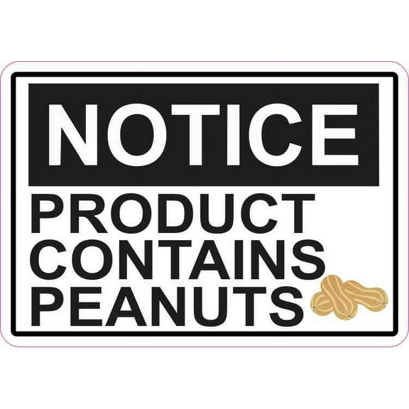 5in x 3.5in Picture Notice Product Contains Peanuts Sticker Vinyl Decal