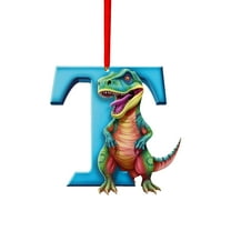 Lwlmwt 26-Letter Christmas Ornaments 2D Flat Acrylic Dinosaur Shaped Pendants Fun Kids' Christmas Decorations Personalized Christmas Tree Hangings Perfect for Party Decorations & Christmas Gifts