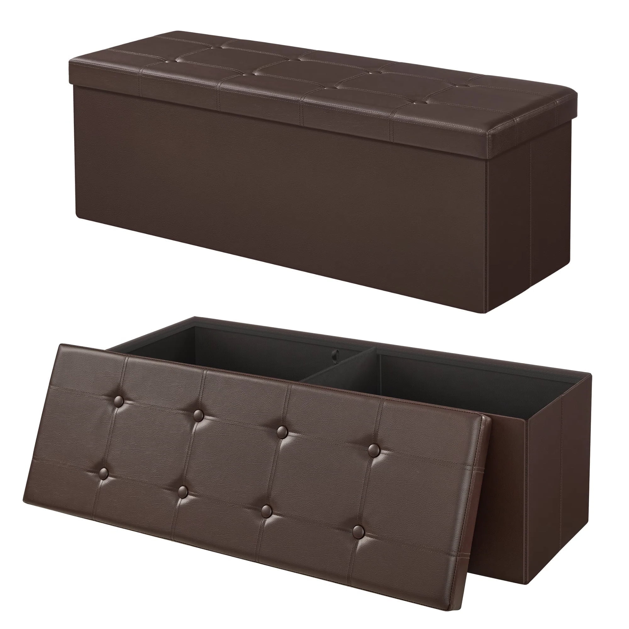 Songmics 43" Storage Ottoman Bench, Brown