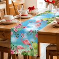 thumbnail image 5 of Pink Flamingos Table Runner 90 Inches, Summer Beach Tropical Floral Cactus Bed Runner Dresser Scarves Tabletop for Indoor Outdoor Parties/Ceremony/Banquet, 13" x 90", 5 of 9
