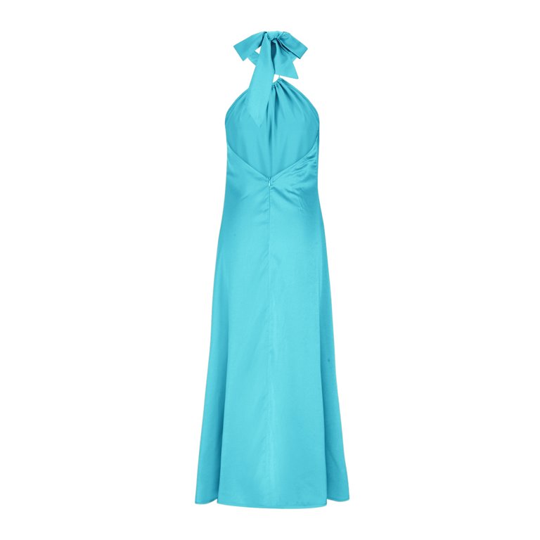 Women's Summer Satin Dress Elegant Sleeveless O-Ring Halter Tie Neck  Backless Cocktail Party Flowy Dresses - Walmart.com