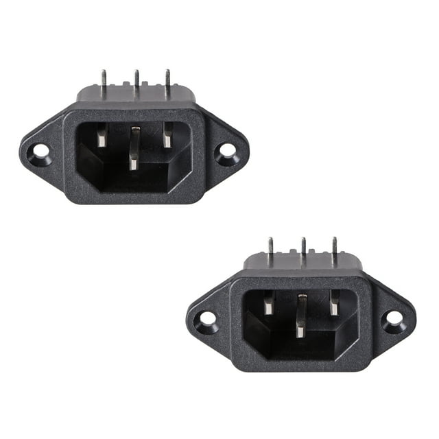 Unique Bargains C14 Panel Mount Plug Adapter AC 250V 10A/15A 3Pins IEC Inlet Module Plug 2 Pcs