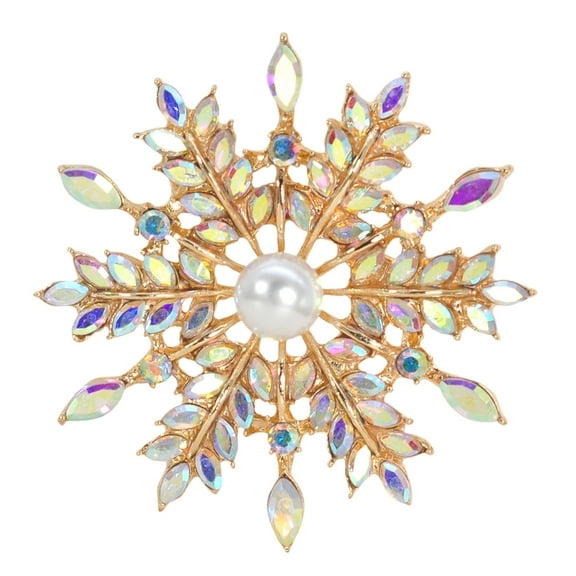 Gyn&Joy Snowflake Aurora Borealis, Crystal Winter Brooch Pin