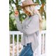 thumbnail image 3 of ABPHQTO Camisa Boyfriend a rayas con puños fruncidos y bolsillo para mujer, 3 of 5