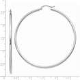 thumbnail image 4 of 14K White Gold Polished 2X60mm Tube Hoop Earrings (60 X 2) Made In Peru t835, 4 of 6