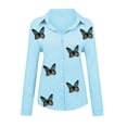 thumbnail image 4 of Pompotops Chemisiers et Chemises pour Femmes, Mode Décontractée Printemps Été, Imprimé Floral, Manches Longues, Col en V, Liquidation, 4 of 6