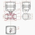 thumbnail image 3 of 1/2" DN15 Five wires control Electric Ball Valve,DC12V 3-way Stainless Steels Motorized Ball Valve,With manual function, 3 of 5