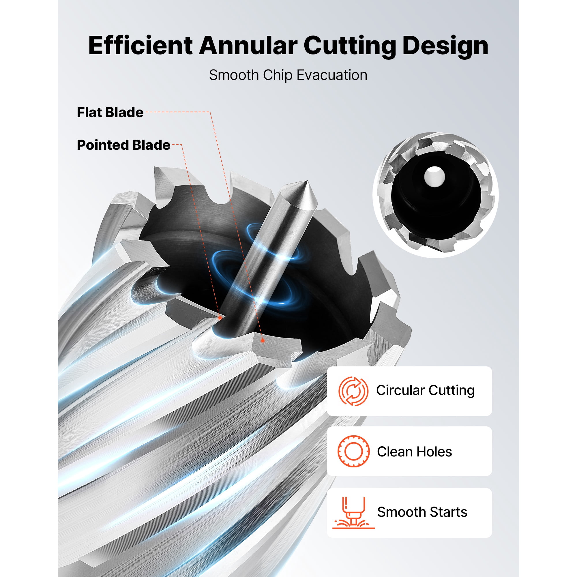 KFFKFF 16-Piece Annular Cutter Set, Weldon Shank Drill Bits Kit, 1" Depth, 7/16" to 1-3/8" Diameter, HSS, Includes 14 Cutters, 2 Pilot Pins, Plastic Case, Compatible with Magnetic Drills