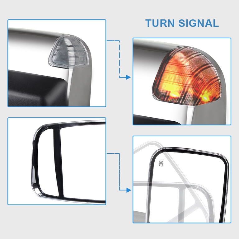Power Folding Towing Mirrors For Dodge Ram 1500/2500/3500 2009-2018 - Heated, Signal, Puddle Lamp