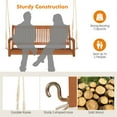 thumbnail image 5 of Gymax 2-Seat Patio Hanging Wooden Porch Swing Bench w/ Cushion & Hanging Ropes, 5 of 10
