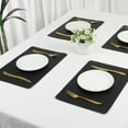 thumbnail image 7 of REGALWOVEN 6 Pack Faux Leather Placemats for Kitchen Dining Table Decor Washable Heat Resistant Table Placemats Wipeable Table Mat Black 17*12in, 7 of 7