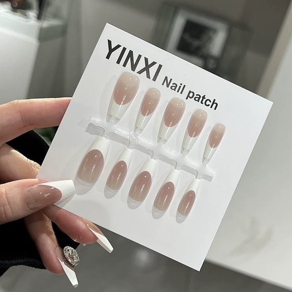 White Gradient Nail Stickers Short Wear Decoration 30 Tips Designs for Manicure Salon Home Use