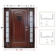thumbnail image 7 of KaMic 60" x 80" Environment Damage Resistant Polyurethane Composite Exterior Entry House Front Door with Double Layer Rain Glass Left-Hand Double Door Inward Swing Dark Walnut, 7 of 7