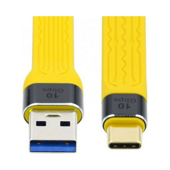 FVH Yellow 10Gbps USB 3.1 Type C Male to USB3.0 Type A Male Flat Slim FPC Data Cable for Laptop Phone