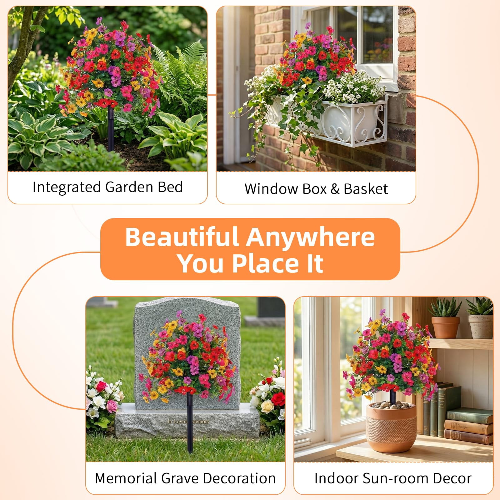 Artificial Flowers for Decoration realistic faux flowers durable UV protected material vibrant colors for patio balcony garden and indoor outdoor styling