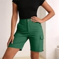 thumbnail image 5 of VBVC Women's High Waist Cargo Bermuda Shorts,Button Fly Utility Hiking Shorts For Women,Ladies Summer Knee Length Workwear Shorts with Pockets,Green,S-2XL, 5 of 8