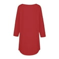 thumbnail image 5 of AKEGAMN Fashion Casual Round Neck Three Quarter Sleeve Solid Color Top, Red S-5XL, 5 of 5