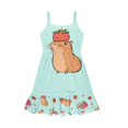 thumbnail image 7 of Uourmeti Capybara Donuts Print Girls Dress Causal Summer Spaghetti Strap Tank Swing Dress 11-12Y Causal Sleeveless School Holiday Clothes Mid Tiered Skater for Beach, 7 of 7