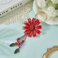 thumbnail image 3 of Llavero de cuero genuino con diseño de flor, colgante para bolso, diseño de margarita roja, estilo bohemio, con borlas de ladrillo refractario y aleación, accesorios para llaveros., 3 of 9