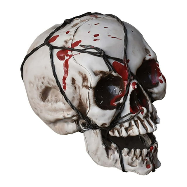 Yhmxh Squelettes d'Halloween en Plastique Simulation Réaliste Crâne Humain Crâne Modèle Accessoire d'Halloween Mini Squelette Réaliste Décoration d'Halloween Fournitures de Fête d'Halloween Cadeaux d'Halloween