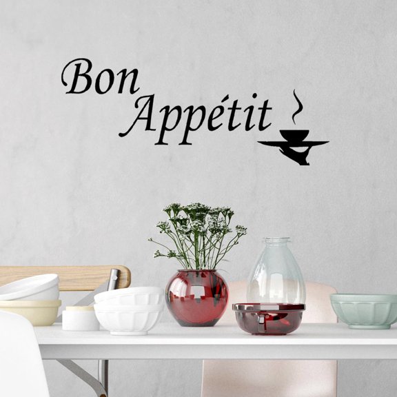 VWAQ Bon Appétit Wall Decal Dining Room Wall Decor Stickers Family Wall Art - 3001 (40"W X 14.5"H)