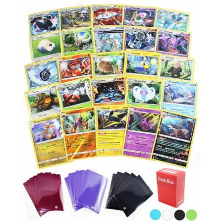 Elite Playing Cards 25 Pokemon Rare Card Lot 100 HP or Higher Elite Trainer Kit Cards Free Deck Box with Random Bonus (No Duplicates) ()