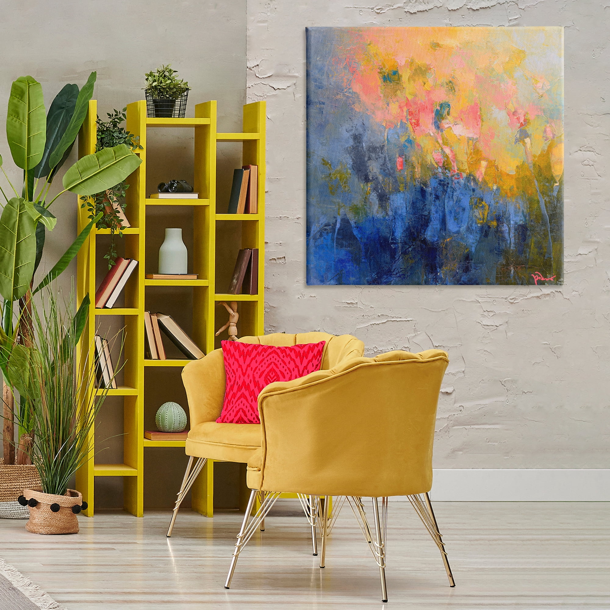 Stupell Industries Radiant Abstract Impression Abstract Painting Wrapped Canvas Art Print Wall Art, 36 x 36