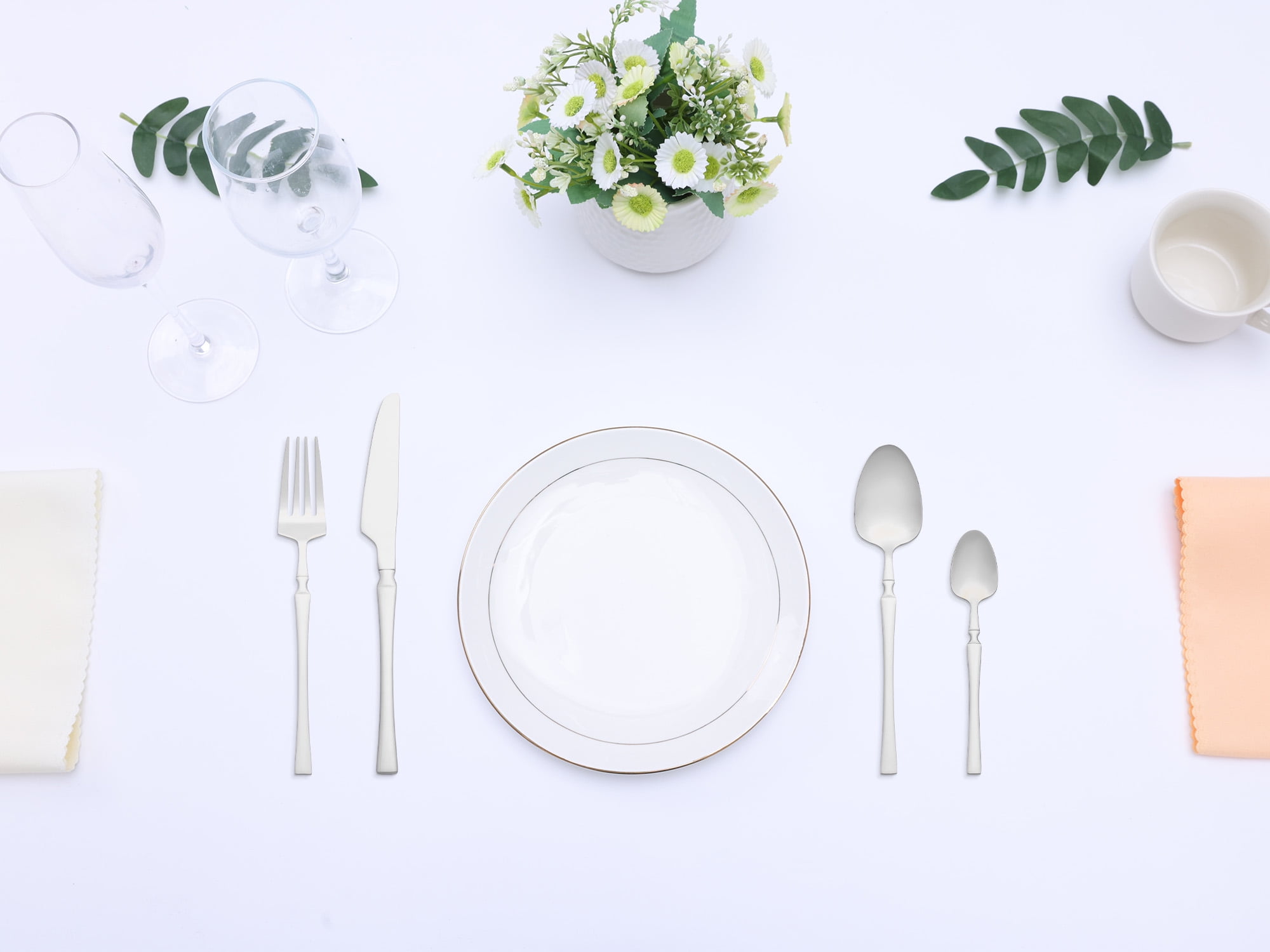 Unique Bargains 20 Pcs Stainless Steel Flatware Set Mirror Polished Cutlery Silver