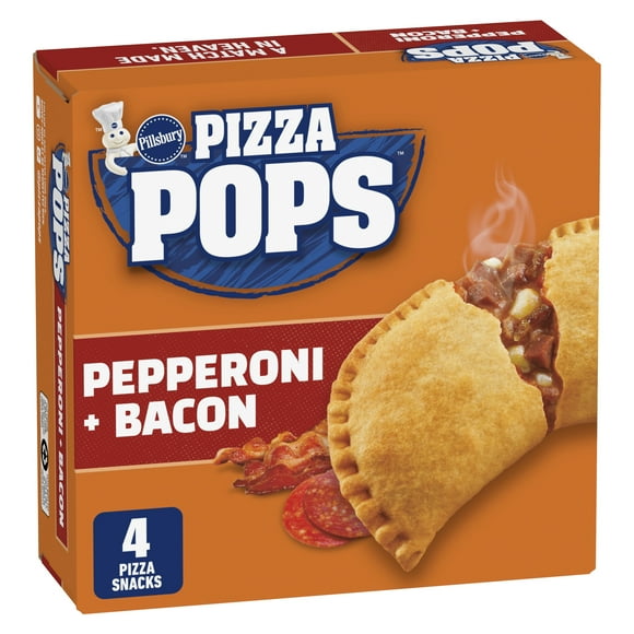 Pillsbury Pizza Pops, Pepperoni + Bacon, Collations Pizza Surgelées, 380 g, 4 unités 4 pizza collations, 380 g
