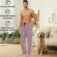 thumbnail image 2 of HPINK-T Men's Pajama Bottoms Cotton Lightweight Pink Leopard Grain Casual Lounge Pants with Pockets, 2 of 6