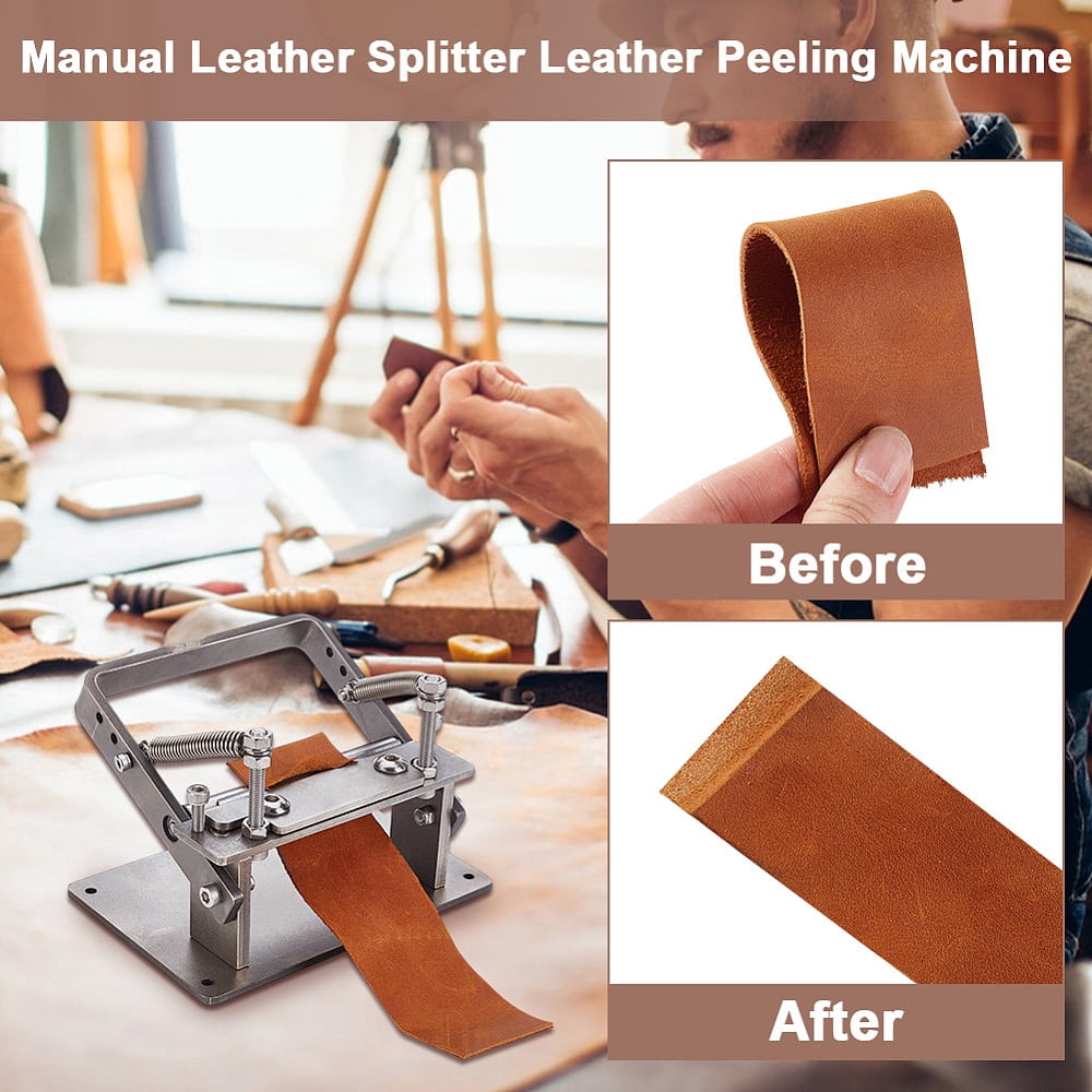 Manual Stainless Steel Leather Peeling Skiving Machine DIY with 10pcs Blades Leather Peel Working Tools Manual Leather Splitter