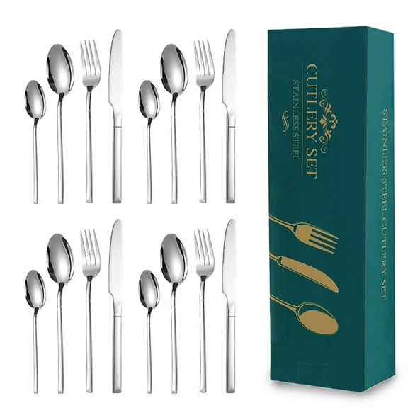 16 Pcs Silverware 4 Set with Flatware Set with Top Food Grade Stainless Steel,Tableware Cutlery Set For Home Restaurant Hotel, Mirror Finish, Dishwasher Safe