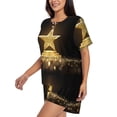 thumbnail image 2 of Fotbe Golden Glitter And Light Print Pajama Set for Women 2 Piece Loungewear Short Sleeve Tops and Shorts Set Soft Sleepwear-3X-Large, 2 of 7