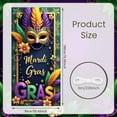 thumbnail image 2 of Purple Mask Mardi Gras Banner Colorful Feathers Carnival Display Golden Decorations Pattern Masquerade Backdrop for Mardi Gras Party Masquerade Ball Festival Celebration, 2 of 9