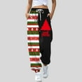 thumbnail image 2 of Arlun Christmas Striped Track Pants Women High Waisted Baggy Cinch Bottom Sweatpants Soft Comfy Gym Joggers Holiday X-Mas Cute Printed Trousers with Pockets A Black M, 2 of 4