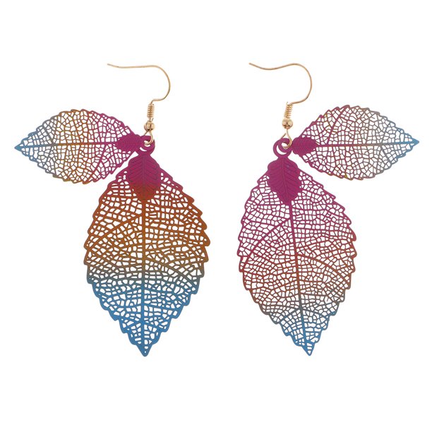 Joyería de moda para mujer Pendientes Forma de hoja Filigrana coloreada Fiesta Reina Prop mezclado Sunnimix pendiente de moda