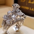 thumbnail image 3 of Shape Silver Ring Set with Rhinestones - Engagement and Wedding Rings for All Occasions 2PCS, 3 of 6