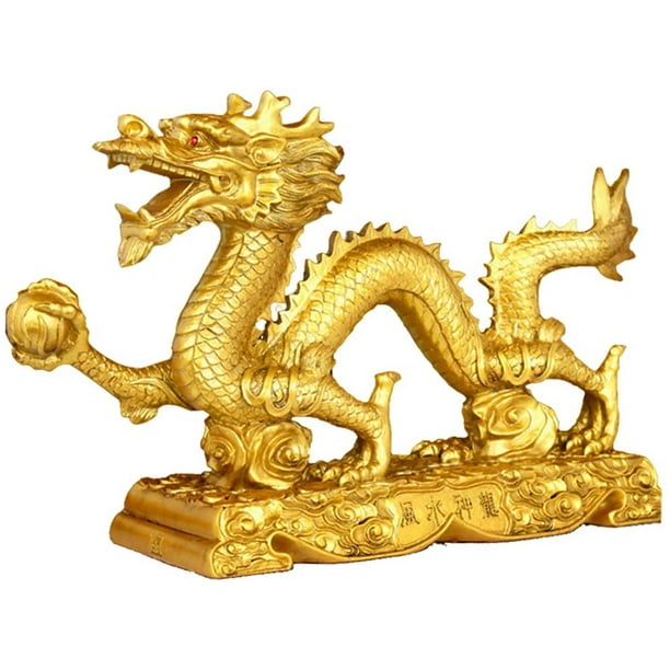 SANWOOD Figurine de dragon chinois Feng Shui - Ornement de dragon chinois -  Décoration de maison ou de bureau - Cyan