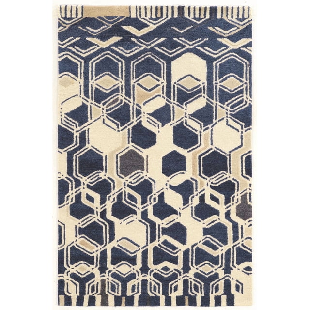 Aspire Wool Impose Ivory & Navy 5' x 8' Area Rug