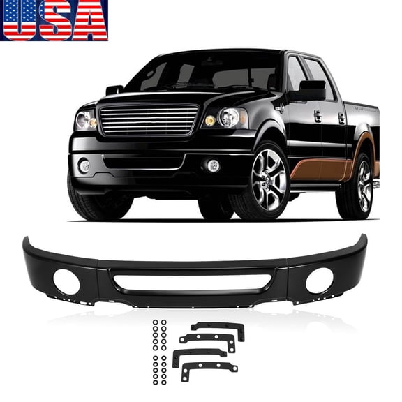 Front bumper face bar For 2006 2007 2008 Ford F150 Steel W/ Fog Hole Black */