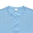 thumbnail image 5 of AHTJRT Short Sleeve Cotton Linen Henley Shirts For Men Casual Crewneck Tees Light Blue 2XL, 5 of 8