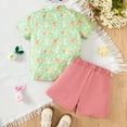 thumbnail image 4 of Youmylove Toddler Boy Easter Outfit Baby Cute Bunny Gentleman Outfits Easter Rabbit Print Short Sleeve Button Down Shirt & Casual Shorts Set 1-2 Years, 4 of 7