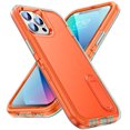 thumbnail image 1 of SaniMore for iPhone 13 Pro 6.1" 2021 Hybird Case, Rugged PC Back Shockproof TPU Shell Metal Hidden Kicksatnd Drop Resistant Anti-slip Heavy Duty Protective Case for iPhone 13 Pro, Clear+Orange, 1 of 8